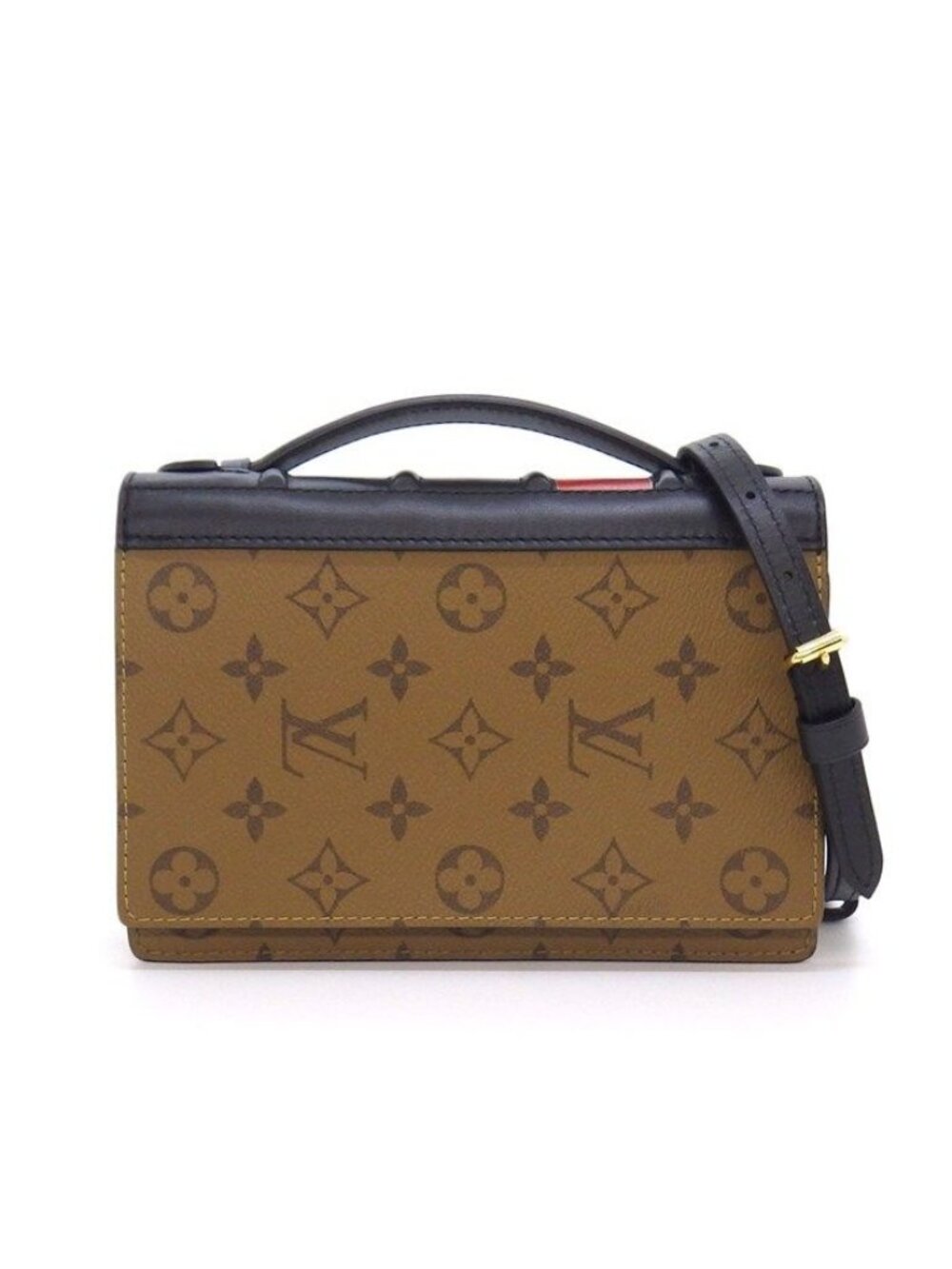 Louis Vuitton Shoulder Bag Book Wallet on Chain Monogram Reverse Black Leather